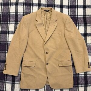 Jos A Bank Gordon Mens Camel Hair Blazer 40R Solid Tan Soft Jacket Sport Coat
